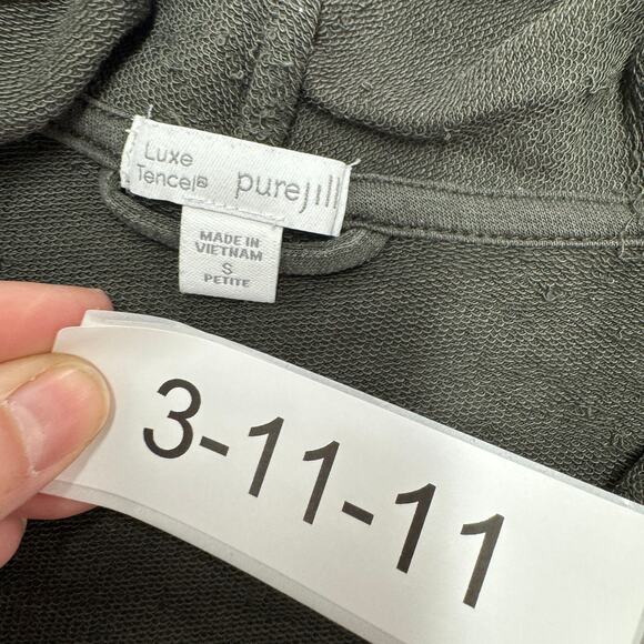 J.Jill Cardigan Women Small Petite Olive Green Open‎ Front Longline Tencel Blend - Picture 4 of 10